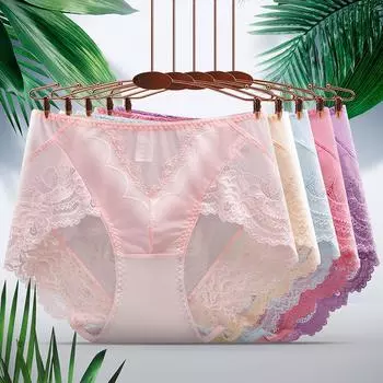 Антибактериальные женские трусики, сексуальные бесшовные кружевные трусы плюс толстая сумка на ягодицах, трусики больших размеров, женское нижнее белье M чёрный
