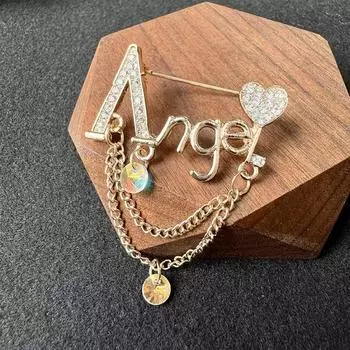 Антибликовая персонализированная модная брошь с бахромой в виде английского ангела, инкрустированная бриллиантами, аксессуары для одежды