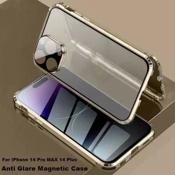 Антибликовый магнитный чехол для iPhone 15 12 Pro MAX 14 Plus 13 Mini 11, экран конфиденциальности, стеклянная крышка, металлический бампер, защитный чехол для камеры For iPhone 11 чёрный