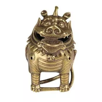 Античная бронза, китайская мифическая фигурка зверя, курильницы, орнамент, классическая латунная курильница из сандалового дерева, украшение для дома, ремесла