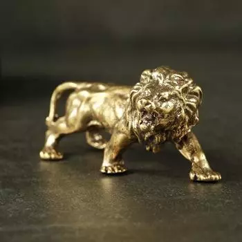 Античная бронзовая статуя льва, маленькие украшения, твердые медные горные львы, миниатюрные фигурки, латунная скульптура, ремесленный декор