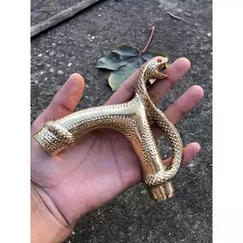 Античная латунная ручка головы кобры деревянная винтажная трость дизайн подарок золотой