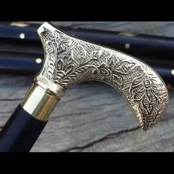 Античная трость в викторианском стиле, деревянная трость, винтажная латунная ручка, твердая 36 Inch коричневый