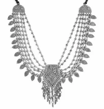 Античное окисленное черное лакированное многослойное афганское этническое модное ожерелье в этническом стиле, ювелирные изделия для женщин и девочек