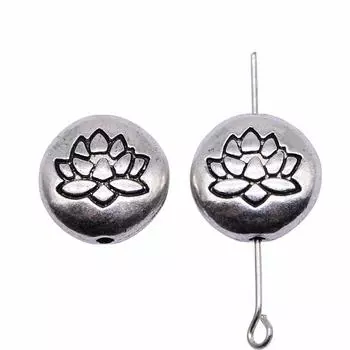 Античные серебряные бусины-разделители лотоса с маленькими отверстиями 14x14 мм брендовые: WYISYWG 4 шт. Ювелирные изделия ручной работы