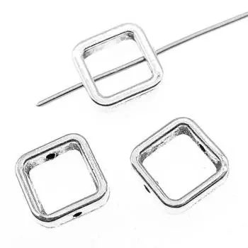 Античные серебряные прямоугольные полые бусины-разделители с маленькими отверстиями 11x11x3 мм брендовые: WYISYWG 10 предметов искусства и рукоделия для детей