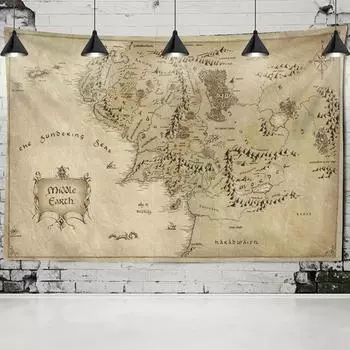 Античный пиратский гобелен с картой сокровищ, настенный декор в стиле хиппи, декор в стиле бохо, гобелен с золотым островом, ковер, украшение для общежития колледжа 95x70CM