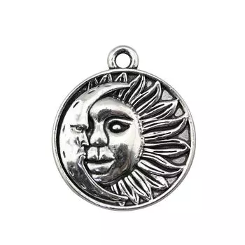 Античный серебряный бренд бирки Солнца и Луны цвета 29x25mm: WYISYWG 3 предмета ювелирных изделий