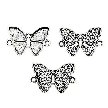 Античный серебряный цвет, 10 шт., бренд: WYISYWG Соединитель-бабочка, подвески, аксессуары для рукоделия, 14x21 мм