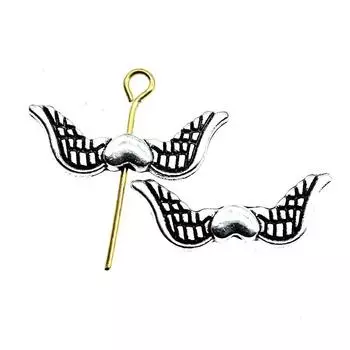 Античный серебряный цвет, 20 шт., бренд: WYISYWG Сердце Крылья Ангела Бусины с маленькими отверстиями для изготовления ювелирных изделий 20x7 мм