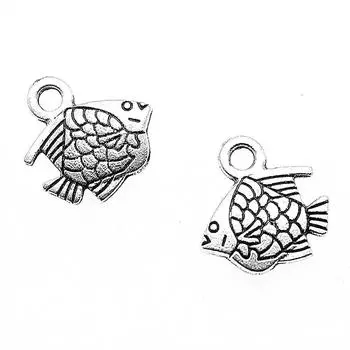 Античный серебряный цвет, 20 шт., бренд: WYISYWG Подвески в виде тропических рыбок детские украшения 10x9 мм