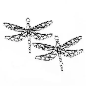 Античный серебряный цвет, 4 шт., бренд: WYISYWG Подвески-стрекозы, модные украшения, женские аксессуары, 34x25 мм