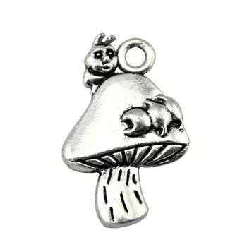 Античный серебряный цвет, 4 шт., бренд: WYISYWG Подвески в виде гусеницы-гриба ювелирные изделия оптом 25x16 мм