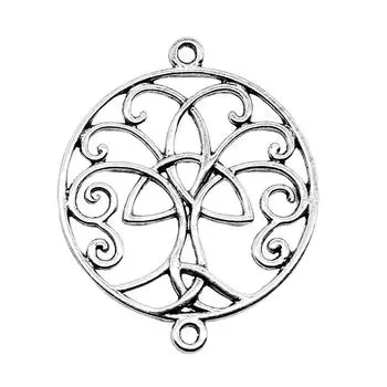 Античный серебряный цвет, бренд соединителя дерева жизни Triquetra, подвески 40x49 мм: WYISYWG 2 шт. для девочек