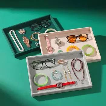 Антикоррозийный бархатный поднос для ювелирных изделий, изготовленный из ткани, для браслетов, колец и ожерелий, кулонов, серого цвета зелёный