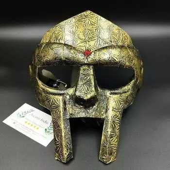 Антикварная европейская маска с золотым узором MF Doom Mask Steel Roman Gladiator Gift
