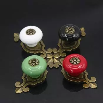 Антикварная медная креативная ручка для мебели, шкафа, ящика, стеклянная ручка в этническом стиле, одноотверстие, ручки-кнопки 1 PC