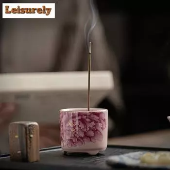 Антикварная печь для обжига фарфора Ru Kiln, нить для ароматизации, сидение для благовоний, китайская розовая пионная благовонная печь, аромакуритель для помещений, декоративные изделия