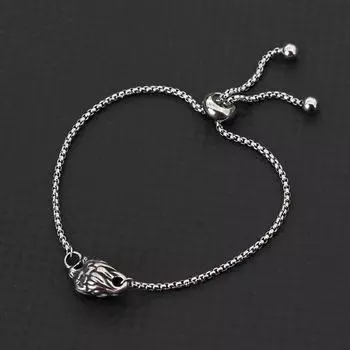 Антикварная серебряная цепочка из титановой стали с головой льва для мужчин, хип-хоп браслет, женские панк-ювелирные изделия, мужские украшения для улицы, подарок, бижутерия, браслет серый