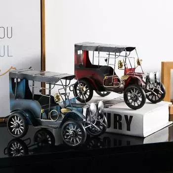 Антикварная статуэтка автомобиля, железный художественный орнамент, домашний декор, ретро-гостиная, тумба под телевизор, книжный шкаф, офисный рабочий стол, аксессуары, ремесла, подарок