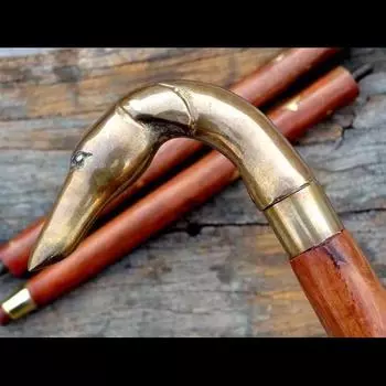 Антикварная викторианская дизайнерская ручка для собаки коричневая деревянная трость для ходьбы подарочная трость