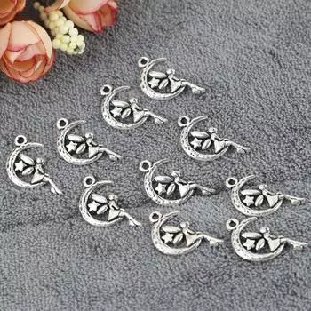 Антикварное ожерелье Луна Звезды Фея Ангел Подвески для браслетов DIY Аксессуары Изготовление украшений серебряный