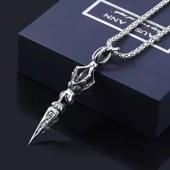Антикварное ожерелье Vajra Evil Jiang Dagger, унисекс, подвеска, рок-цепь, Индия, Ганеша, буддийское ожерелье, мужские ювелирные изделия 50cm