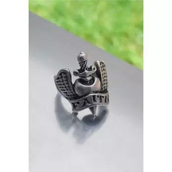 Антикварное посеребренное регулируемое кольцо с надписью веры в виде меча