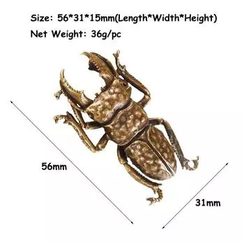 Антикварные бронзовые твердые жуки Миниатюрные фигурки Чайный стол Орнамент для домашних животных Винтажная латунная скульптура карманного жука Пресс-папье Beetle