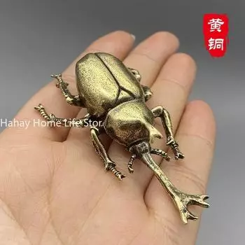 Антикварные бронзовые жуки Миниатюрная фигурка Маленькие настольные украшения Винтажные медные насекомые Чайные питомцы Украшения Домашний декор Аксессуары