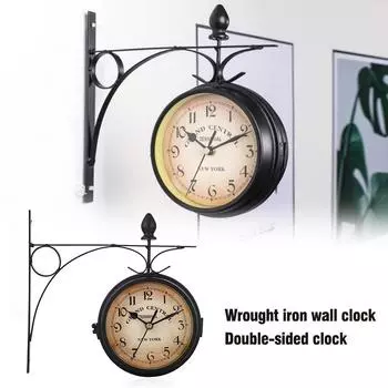 Антикварные настенные железные часы, уличная станция для сада, прихожей, двусторонняя