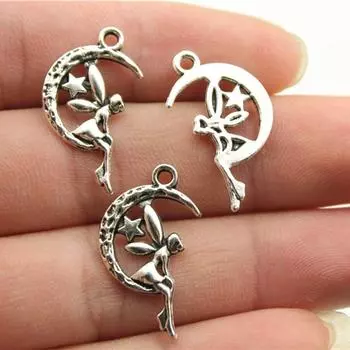 Антикварные подвески луна звезды амулеты аксессуары изготовление ювелирных изделий ожерелье браслет своими руками серебряный