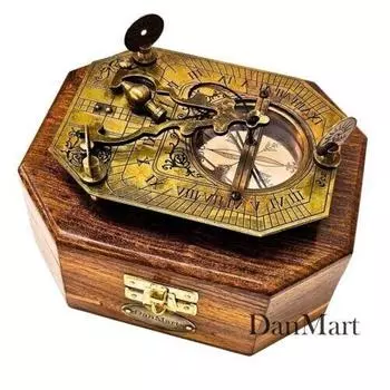 Антикварные позолоченные маятниковые солнечные часы уникальный рабочий компас подарок ручной работы