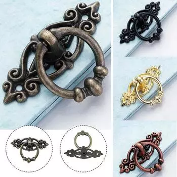 Антикварные ручки из сплава для комодов, подвесные детали фурнитуры зелёный