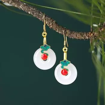 Антикварные серьги, оптовая продажа, женские новые серьги в китайском стиле, холодный национальный стиль Ханфу с высококачественным дизайном, благоприятные серьги с пряжкой и защитной облачной пряжкой белый