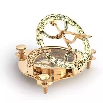 Антикварные солнечные часы из латуни, компас, золотой компас с откидной крышкой, винтаж