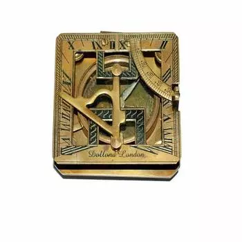 Антикварные старинные 3-дюймовые солнечные часы квадратной формы морской компас S017