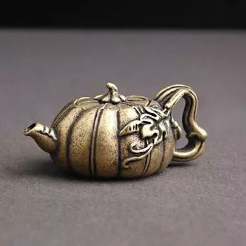 Антикварный бронзовый тыквенный чай, украшение для питомца, маленький чайник, литые латунные горшки, маленький чай в стиле кунг-фу, украшения для дома, подарки латунный