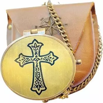 Антикварный цепной компас Holy Cross Brass Антикварный карманный компас с гравировкой на