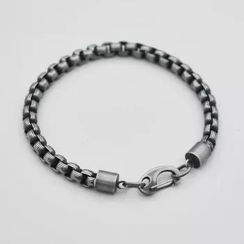 Антикварный черный браслет-цепочка для мужчин из нержавеющей стали, кубинский браслет с панцирным плетением, модный хип-хоп наручный ювелирный подарок, новый 21 см