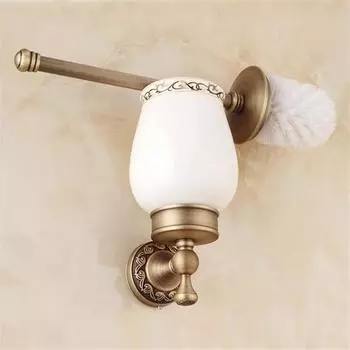 Антикварный держатель для туалетной щетки Tuqiu с щеткой из латуни для ванной комнаты, набор держателей для чистки туалетной щетки