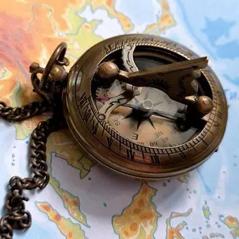 Антикварный дизайн, солнечные часы, карманный компас с цепочкой – 6,35 см как