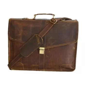 Антикварный кожаный портфель, сумка для ноутбука, сумка, деловая сумка ручной работы 16 x 12 x 4 in коричневый