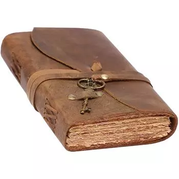 Антикварный кожаный журнал ручной работы. Винтажный антикварный альбом для рисования с краями Deckle Edge. 7 x 5 in коричневый