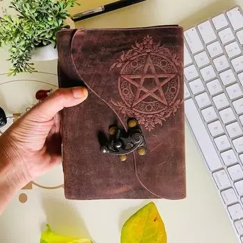 Антикварный кожаный журнал ручной работы, винтажный антикварный альбом для рисования с краями, подарок 7 x 5 in коричневый