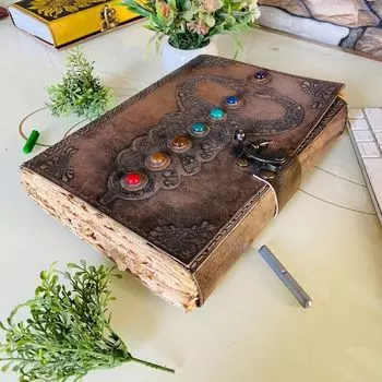 Антикварный кожаный журнал ручной работы, винтажный антикварный альбом для рисования с краями, подарок 10 x 13 in коричневый