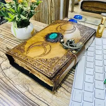 Антикварный кожаный журнал ручной работы, винтажный антикварный альбом для рисования с краями, подарок 7 x 5 in коричневый