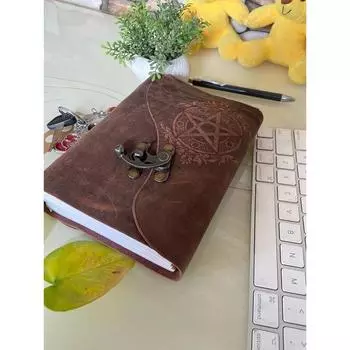 Антикварный кожаный журнал ручной работы, винтажный антикварный альбом для рисования с краями, подарок 7 x 5 in коричневый