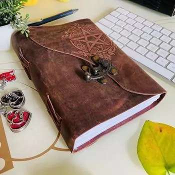 Антикварный кожаный журнал ручной работы, винтажный антикварный альбом для рисования с краями, подарок 7 x 5 in коричневый