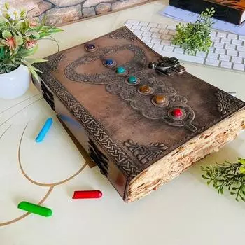 Антикварный кожаный журнал ручной работы, винтажный антикварный альбом для рисования с краями, подарок 10 x 13 in коричневый